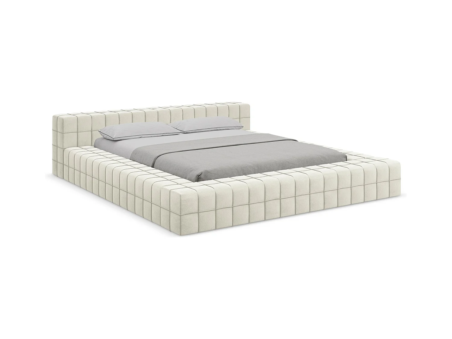 Bett - 200 x 260 - Samt - Hell beige - AKELA