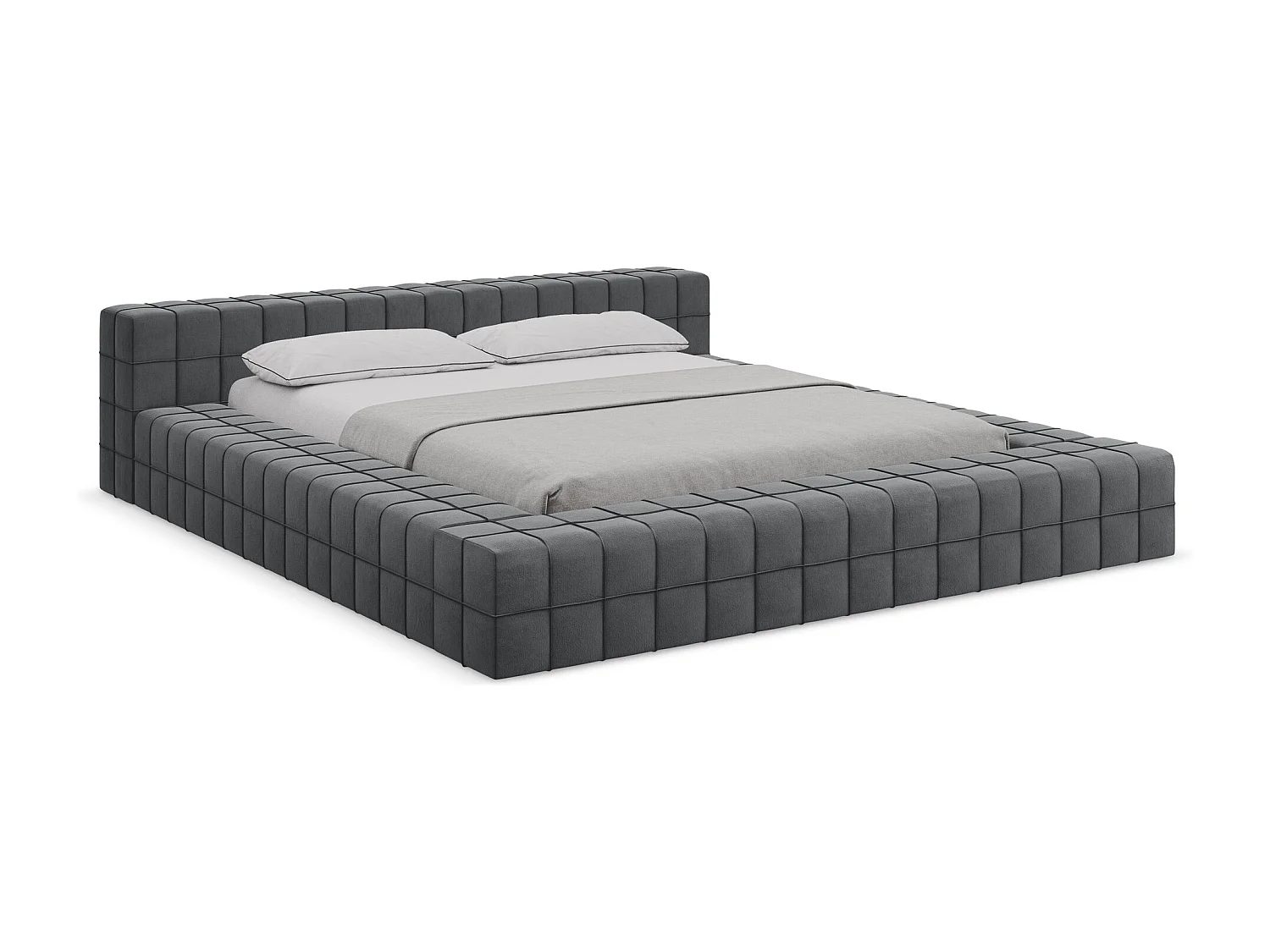 Tweepersoonsbed 220 x 260 - velours - staal - AKELA