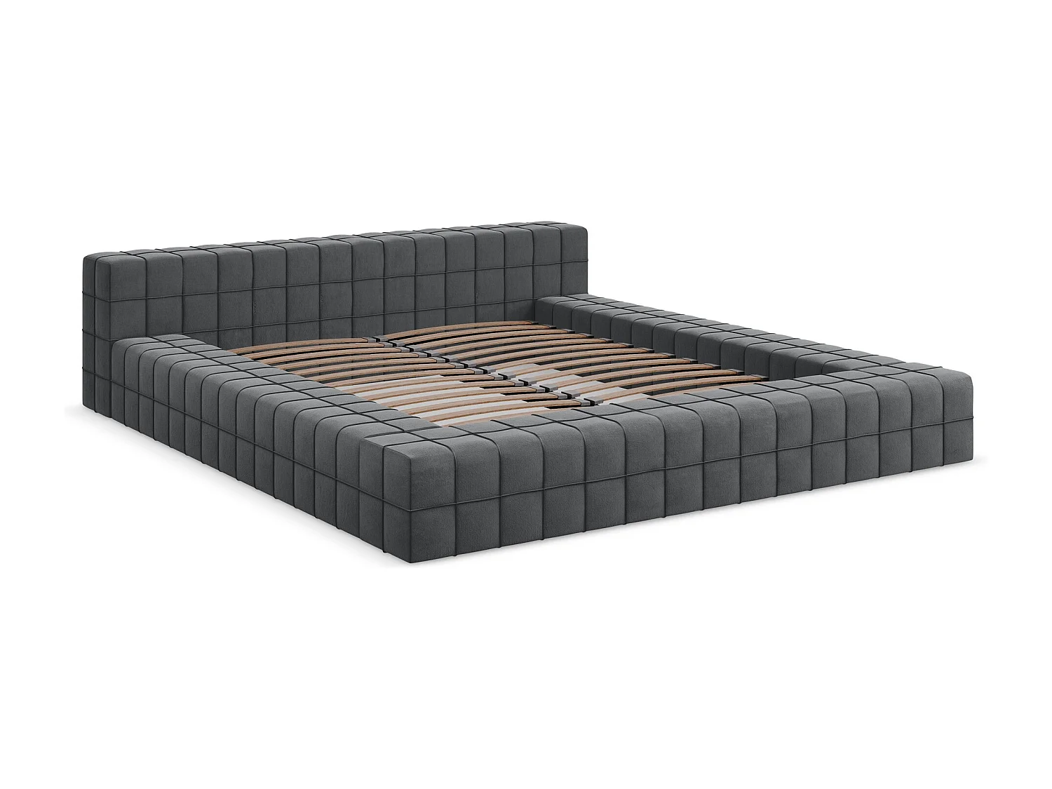 Tweepersoonsbed 220 x 260 - velours - staal - AKELA