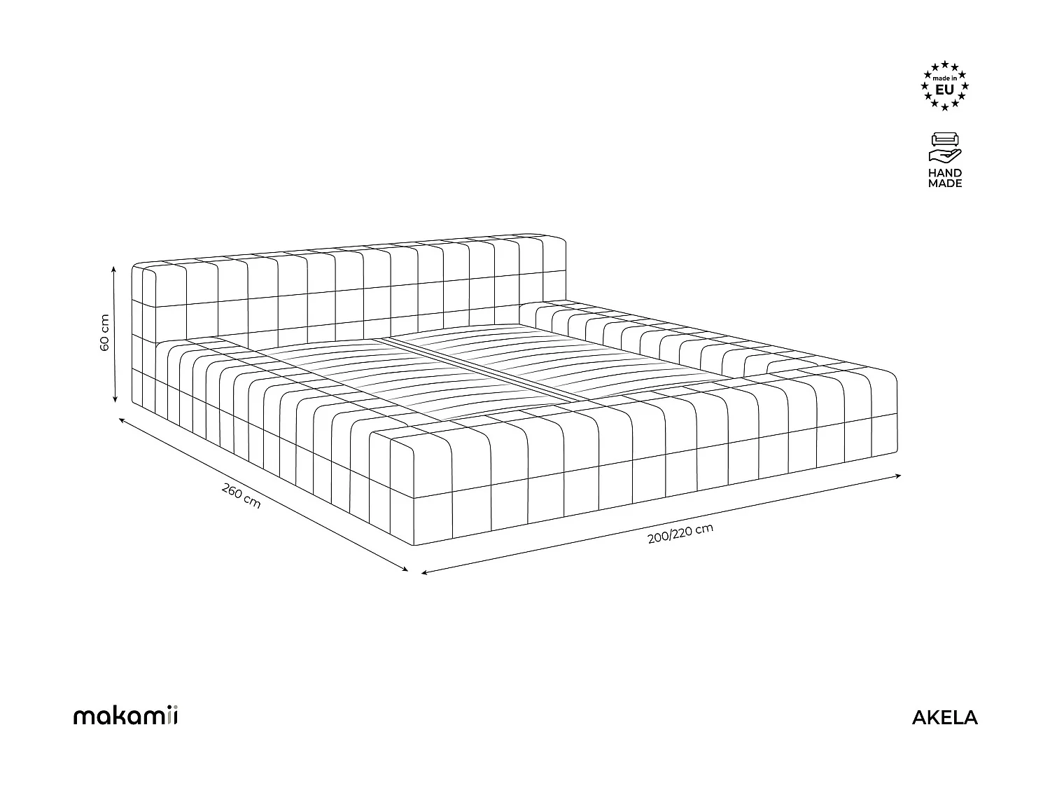 Tweepersoonsbed 220 x 260 - velours - staal - AKELA