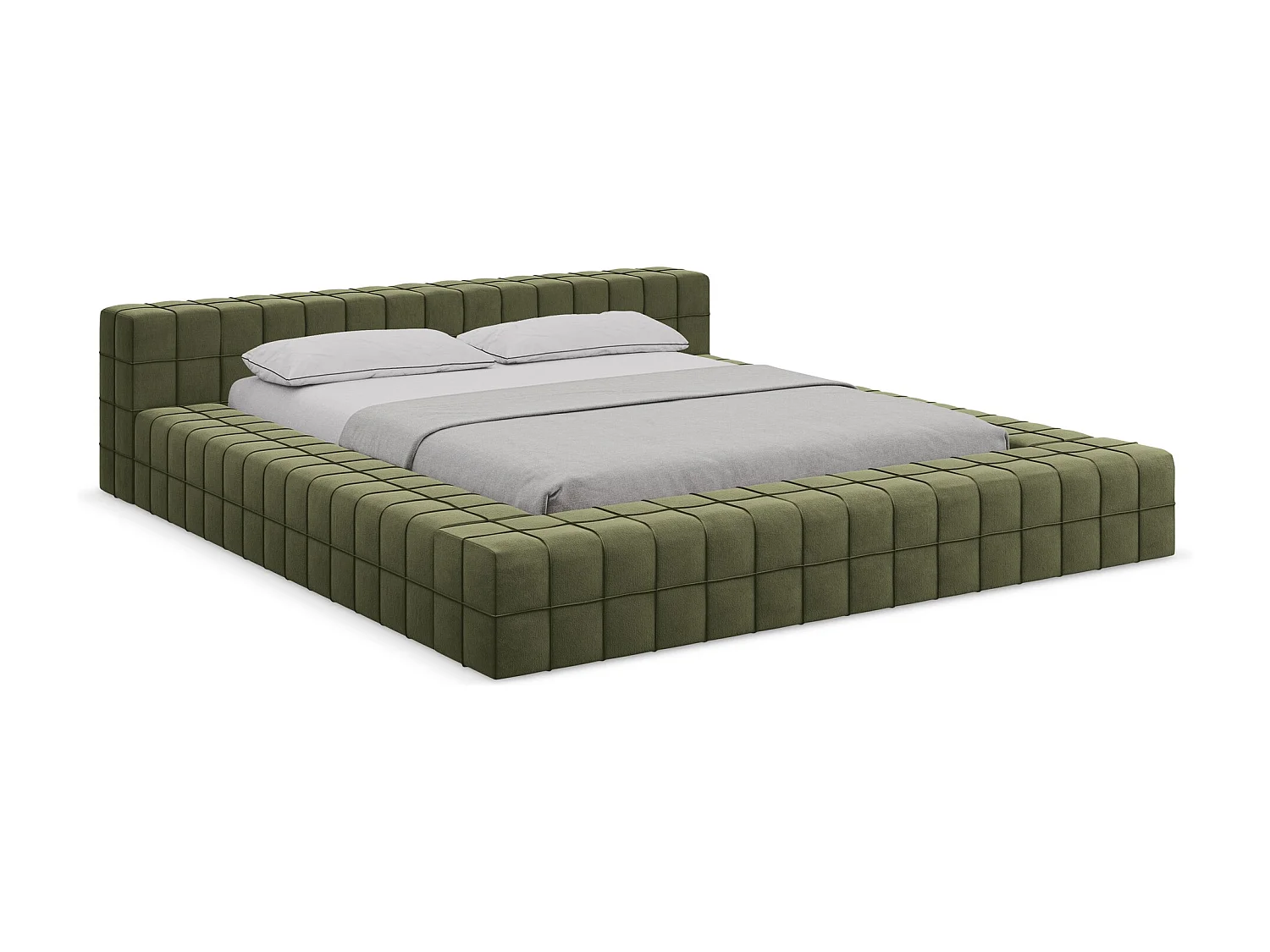 Bett - 200 x 260 - Samt - Olive - AKELA