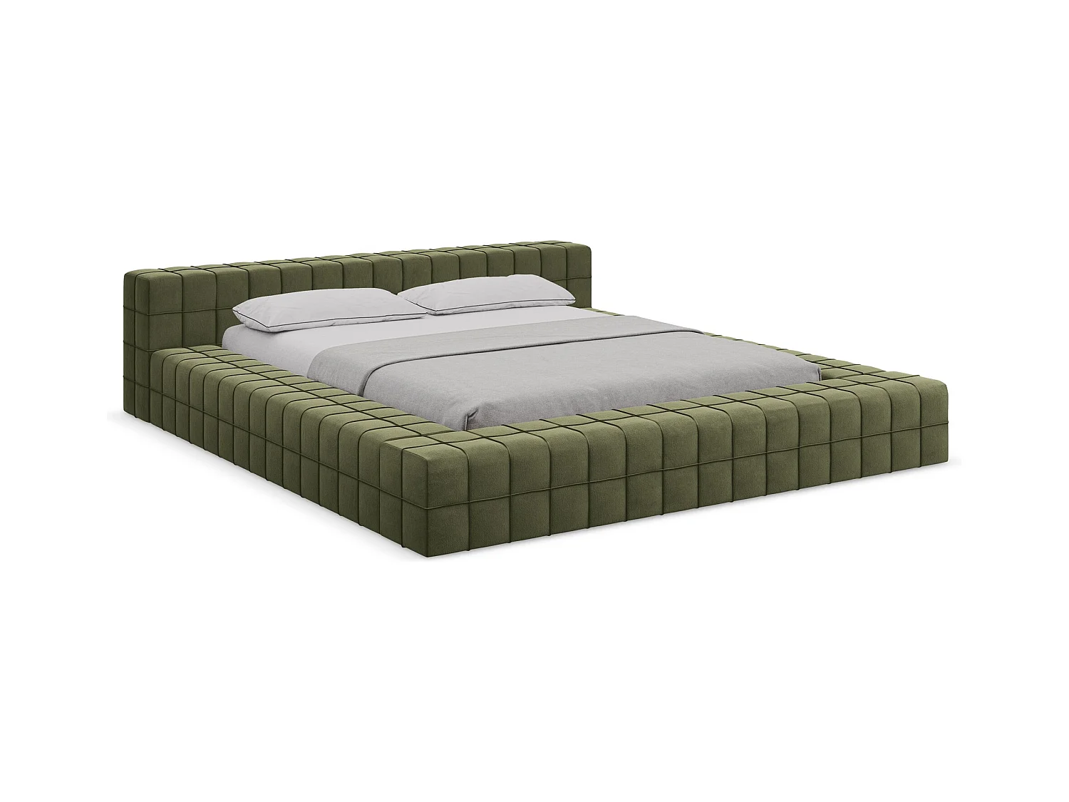 Bett - 200 x 260 - Samt - Olive - AKELA