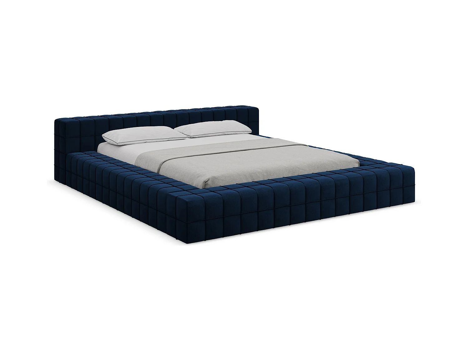 Bett - 220 x 260 - Samt - Königsblau - AKELA