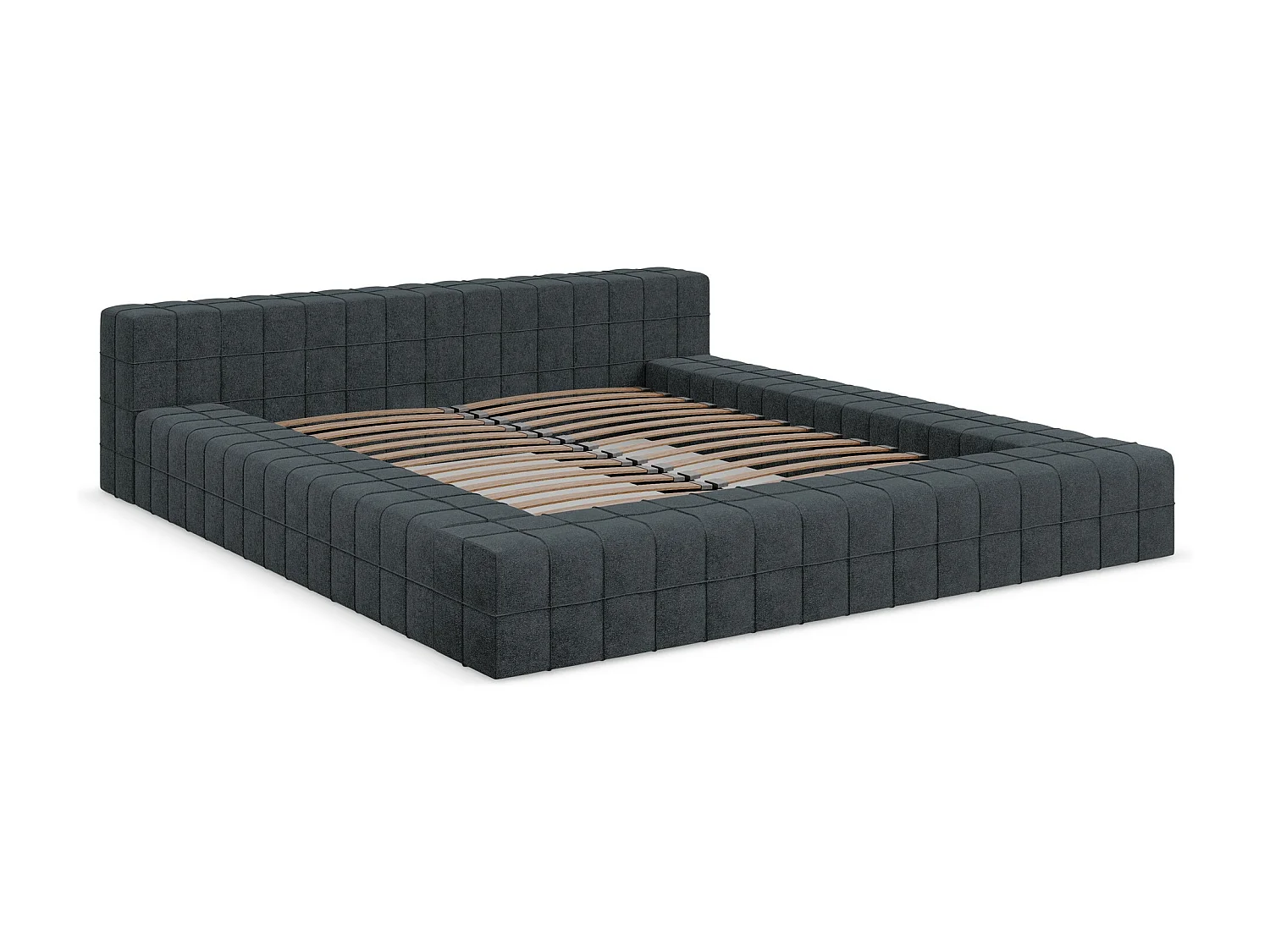 Tweepersoonsbed 220 x 260 - bouclé - staal - AKELA