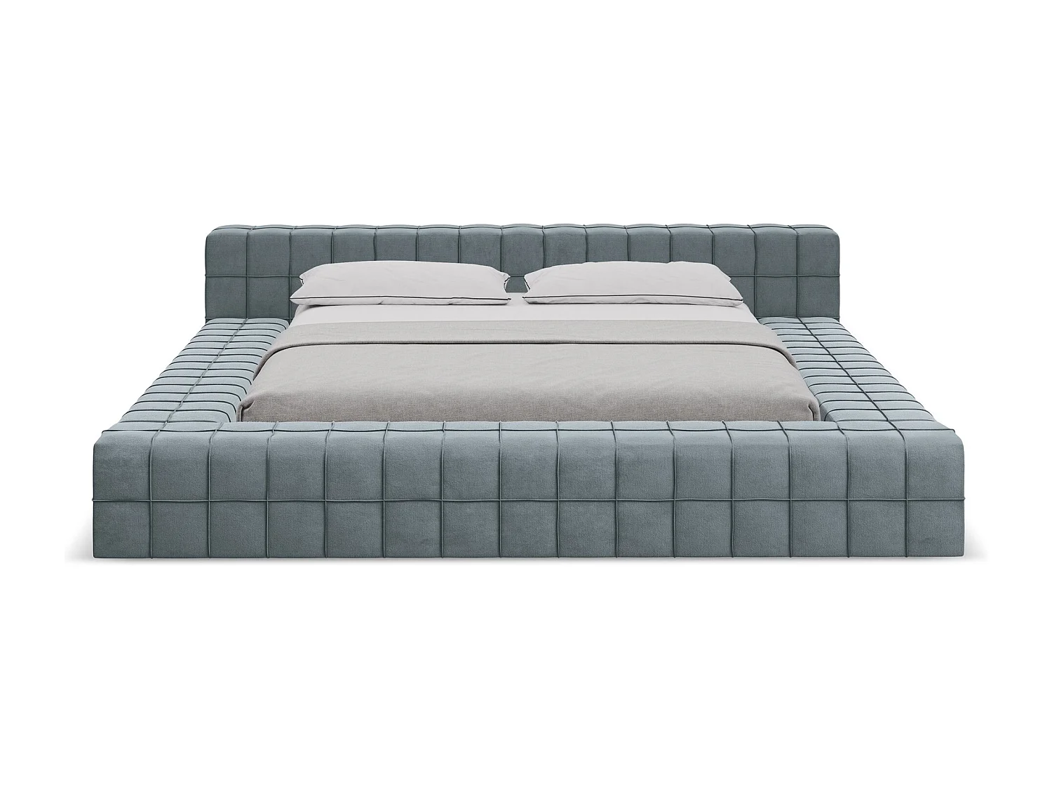 Bett - 200 x 260 - Samt - Hellblau - AKELA