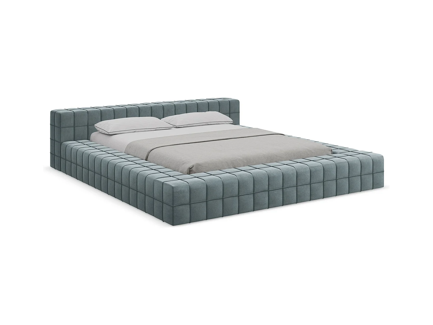 Bett - 200 x 260 - Samt - Hellblau - AKELA