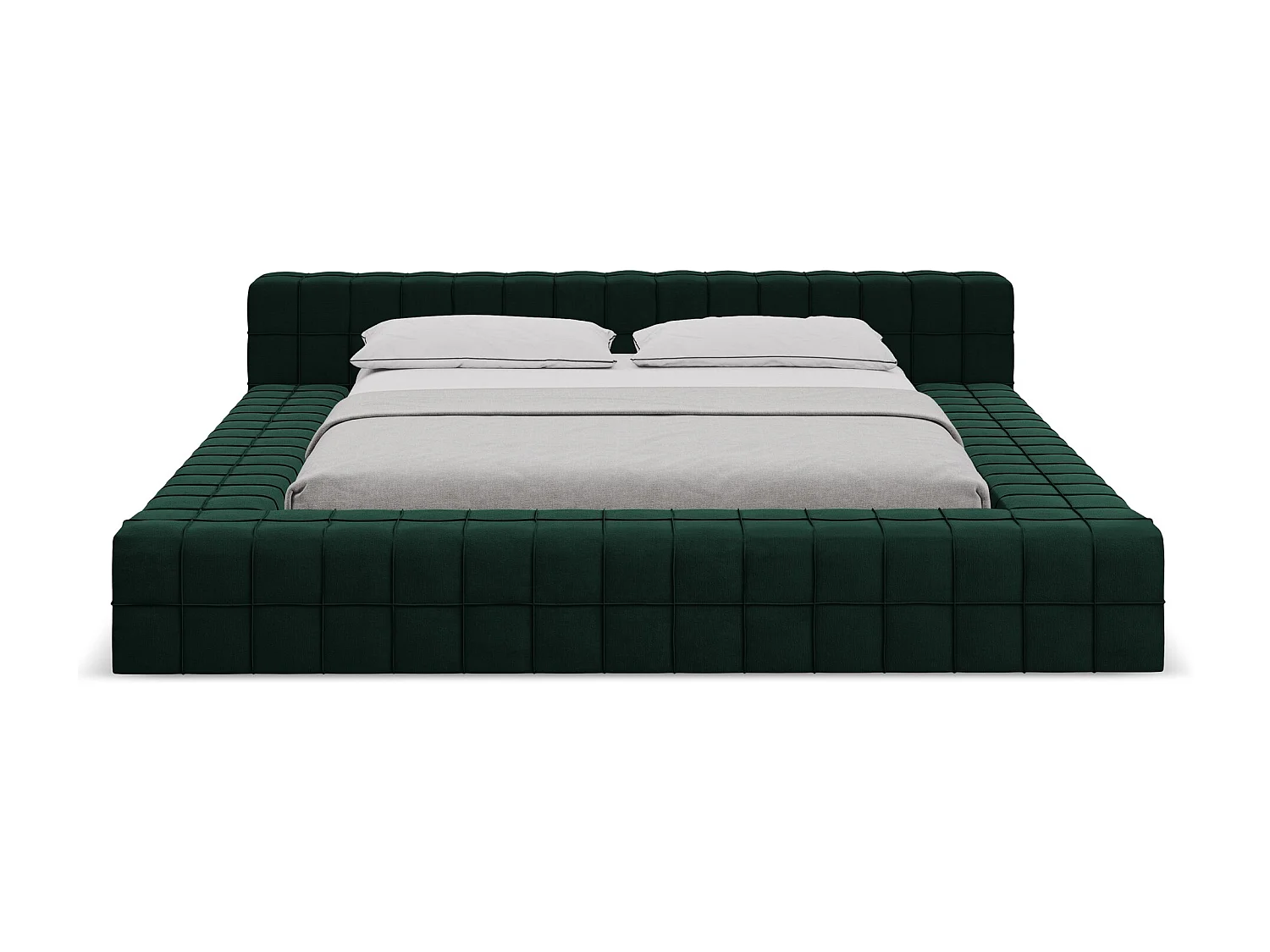 Tweepersoonsbed 220 x 260 - velours - flessengroen - AKELA