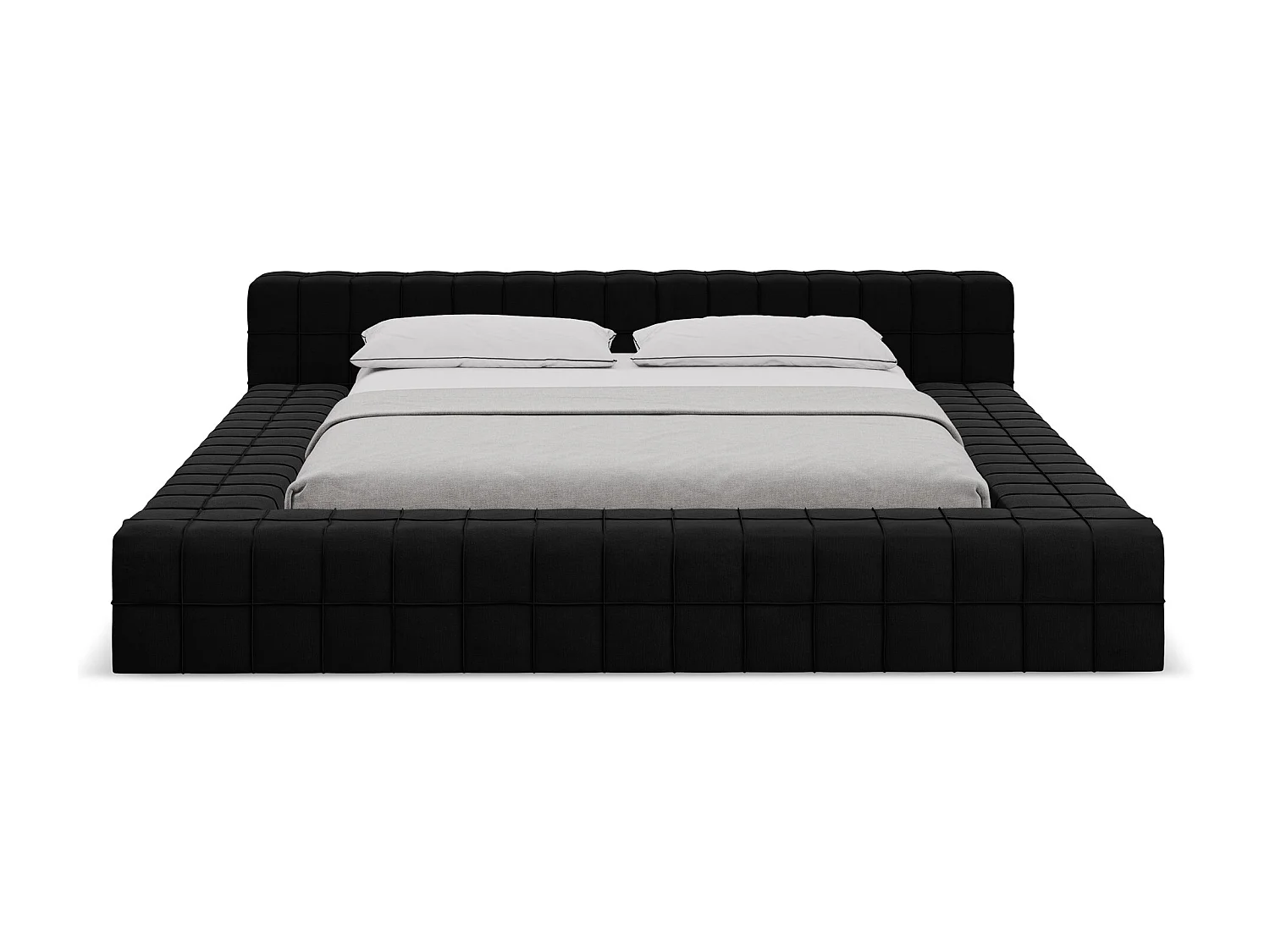 Bett - 200 x 260 - Samt - Schwarz - AKELA