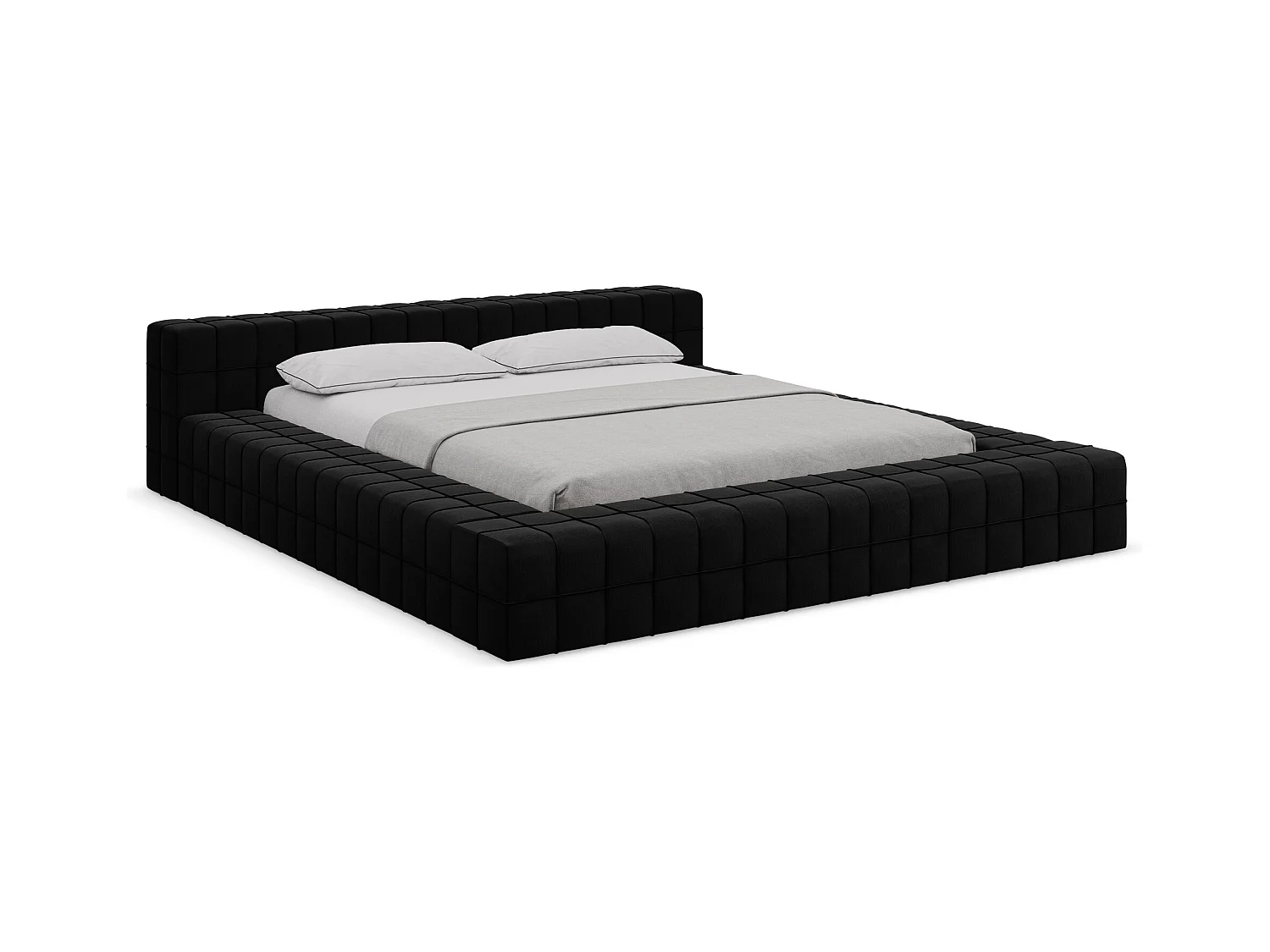 Bett - 200 x 260 - Samt - Schwarz - AKELA