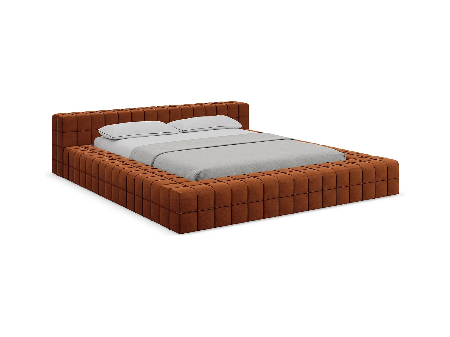 Bett - 200 x 260 - Samt - Terrakotta - AKELA