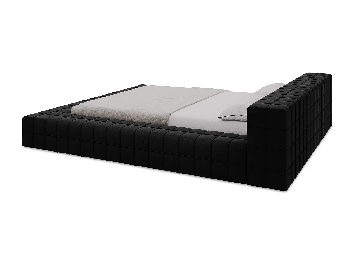Tweepersoonsbed 220 x 260 - velours - zwart - AKELA
