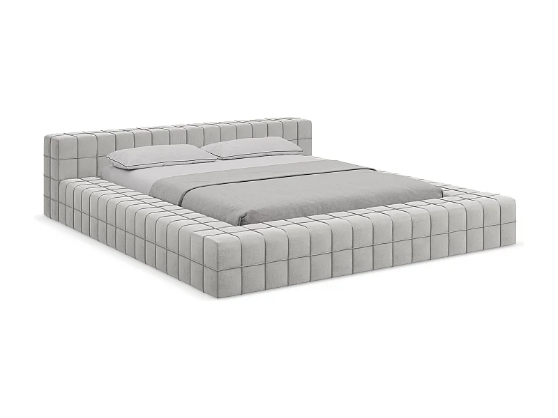 Tweepersoonsbed 200 x 260 - velours - zilver - AKELA