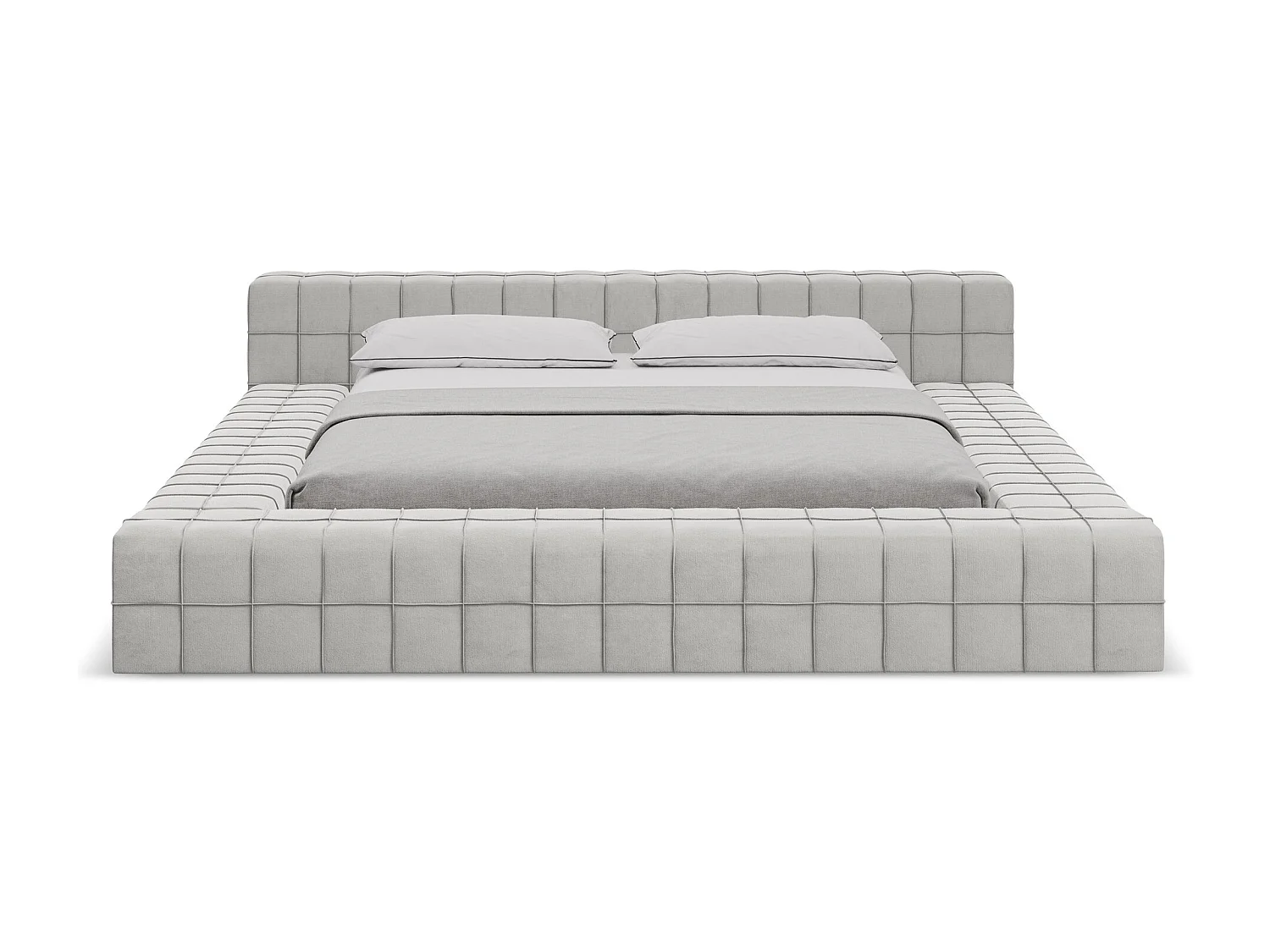 Bett - 200 x 260 - Samt - Silber - AKELA