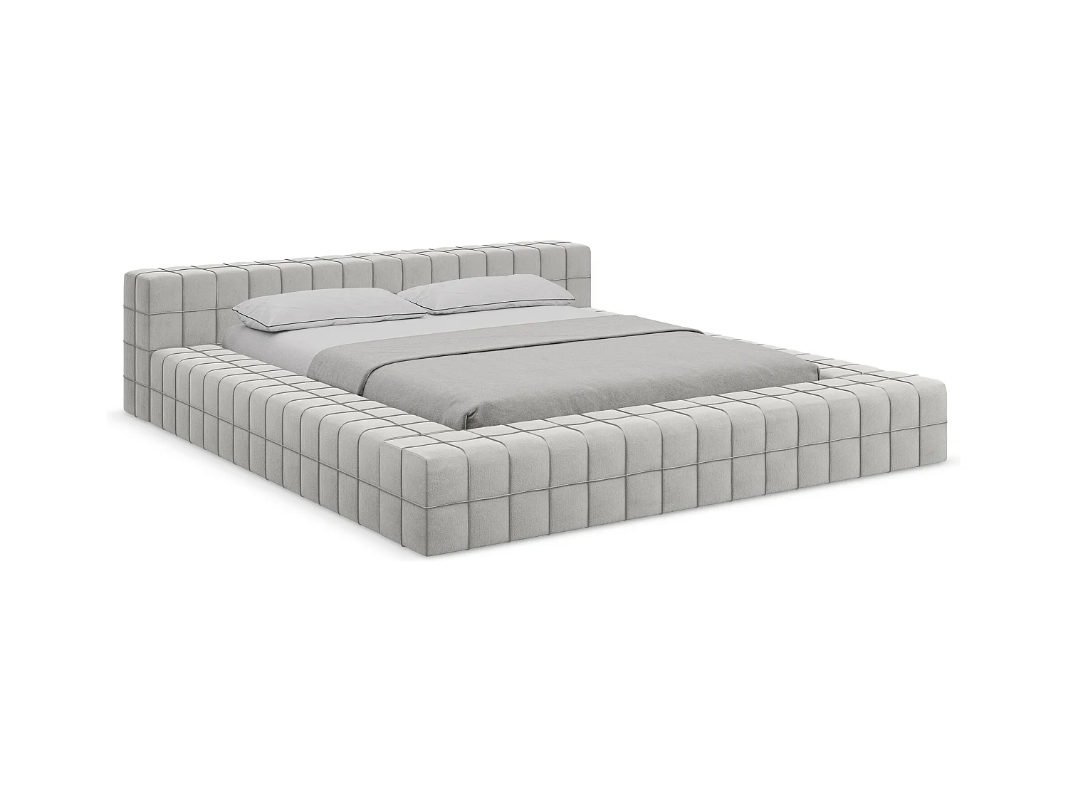 Bett - 200 x 260 - Samt - Silber - AKELA