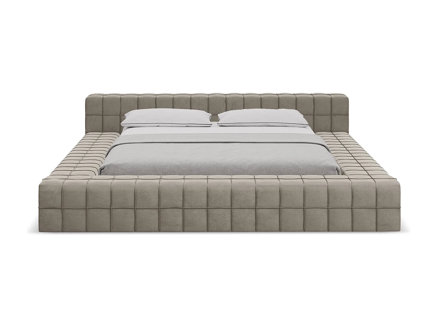 Bett - 200 x 260 - Samt - Taupe - AKELA