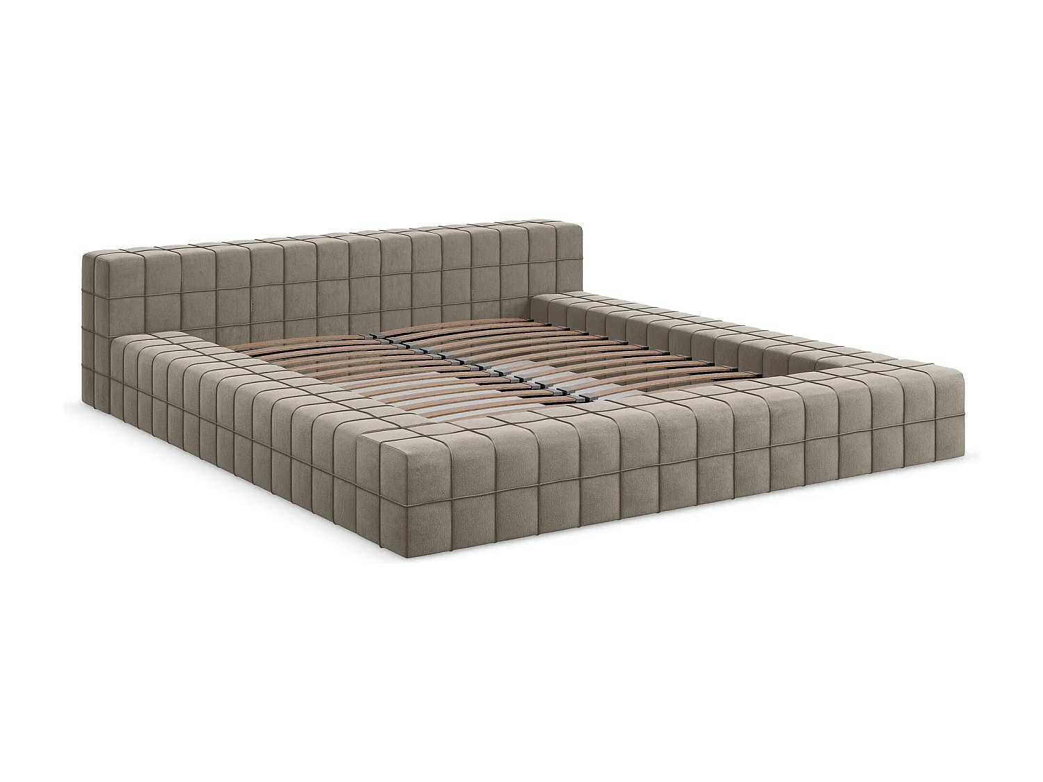 Bett - 200 x 260 - Samt - Taupe - AKELA