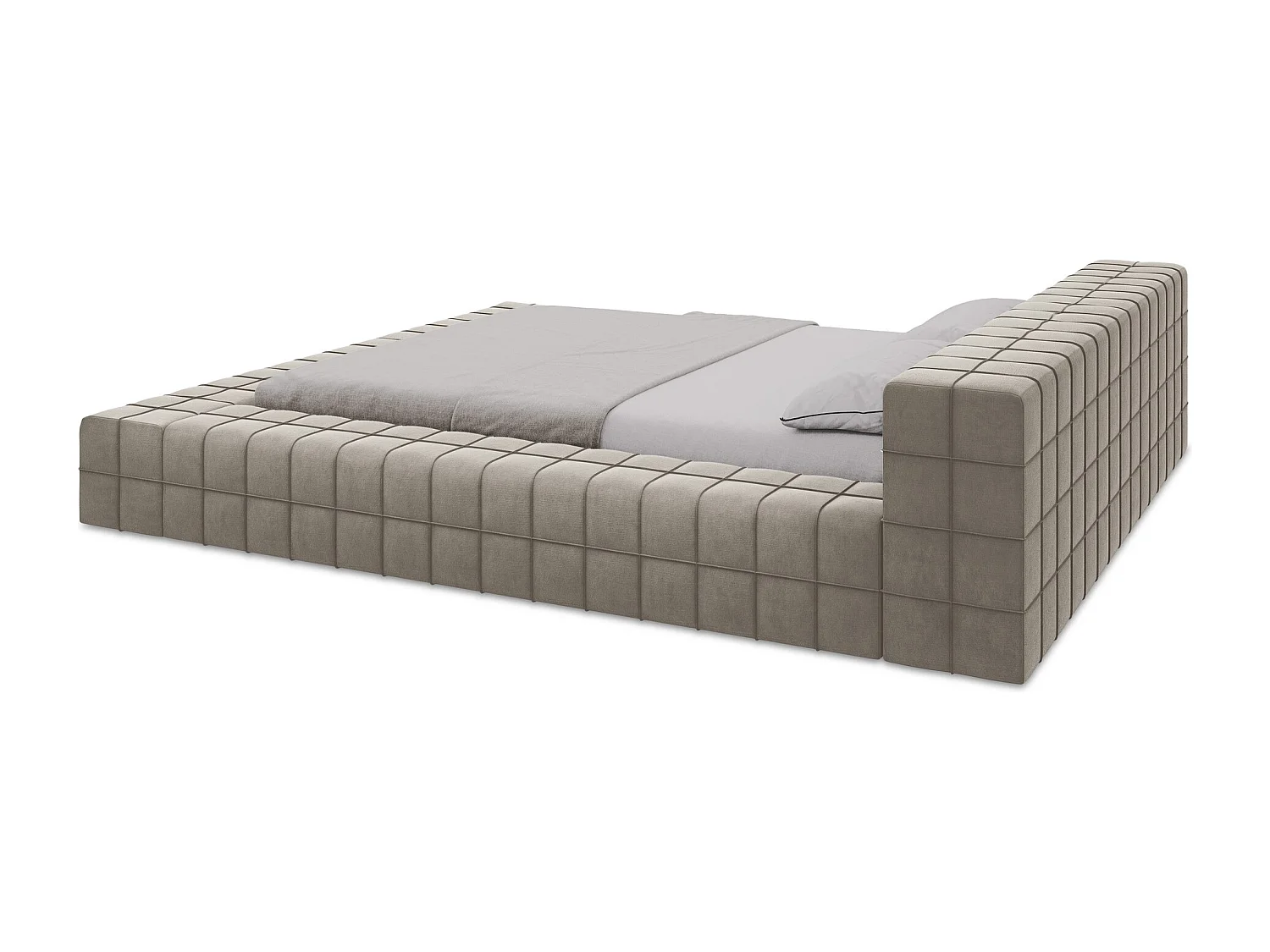 Bett - 200 x 260 - Samt - Taupe - AKELA