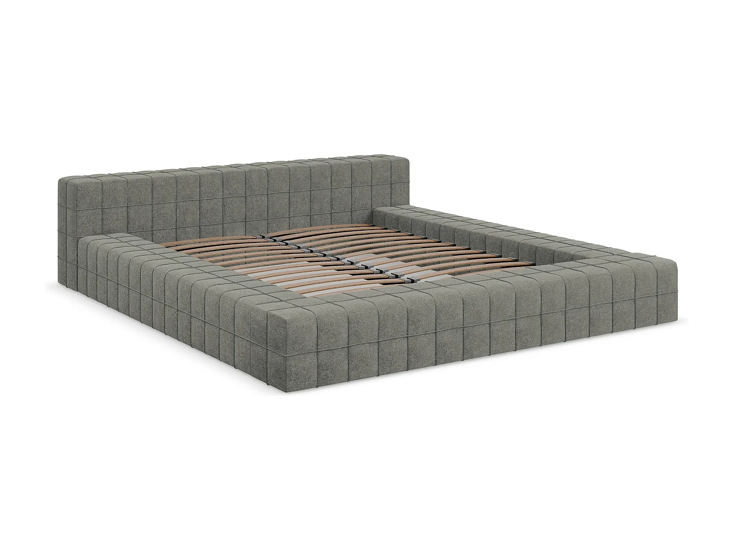 Lit capitonné en tissu bouclette 140 x 200 - éléphant - AKELA