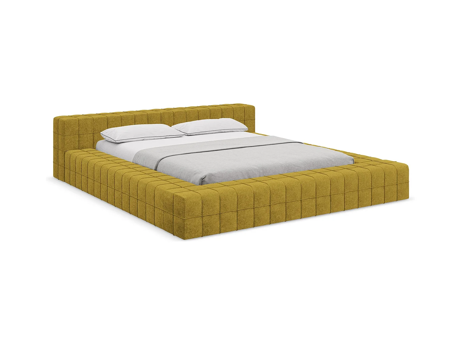 Bett - 220 x 260 - Bouclé - Senf - AKELA