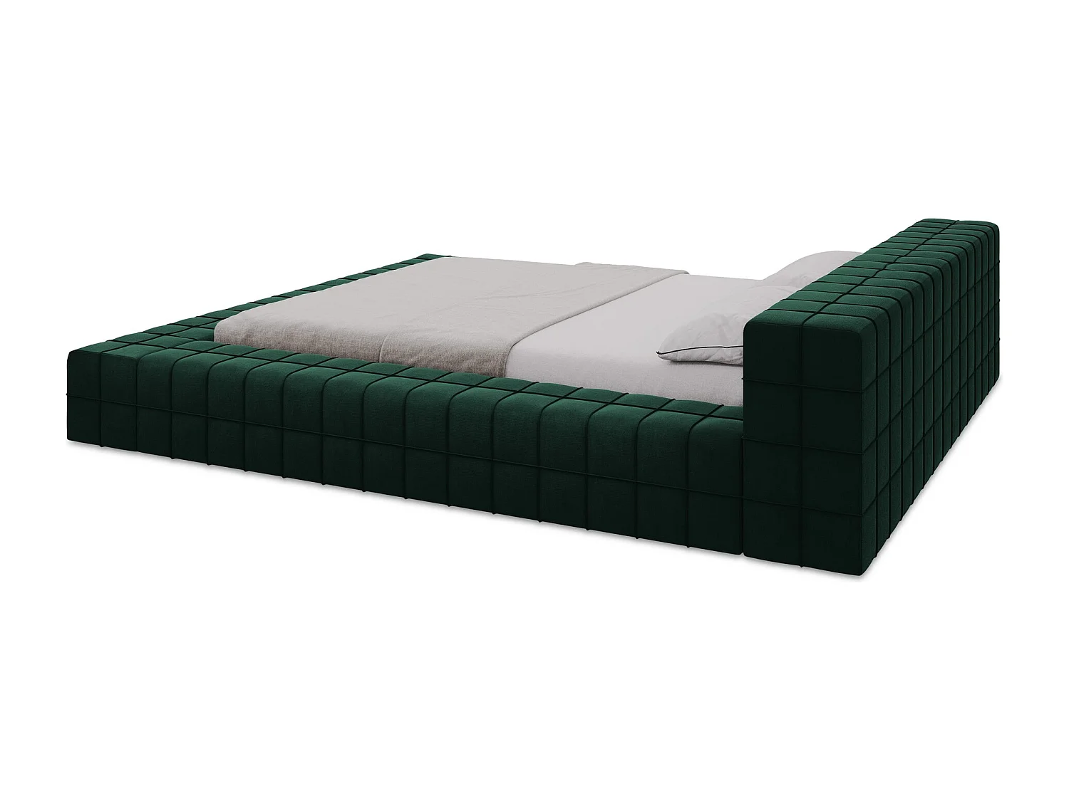 Bett - 200 x 260 - Samt - Flaschengrün - AKELA