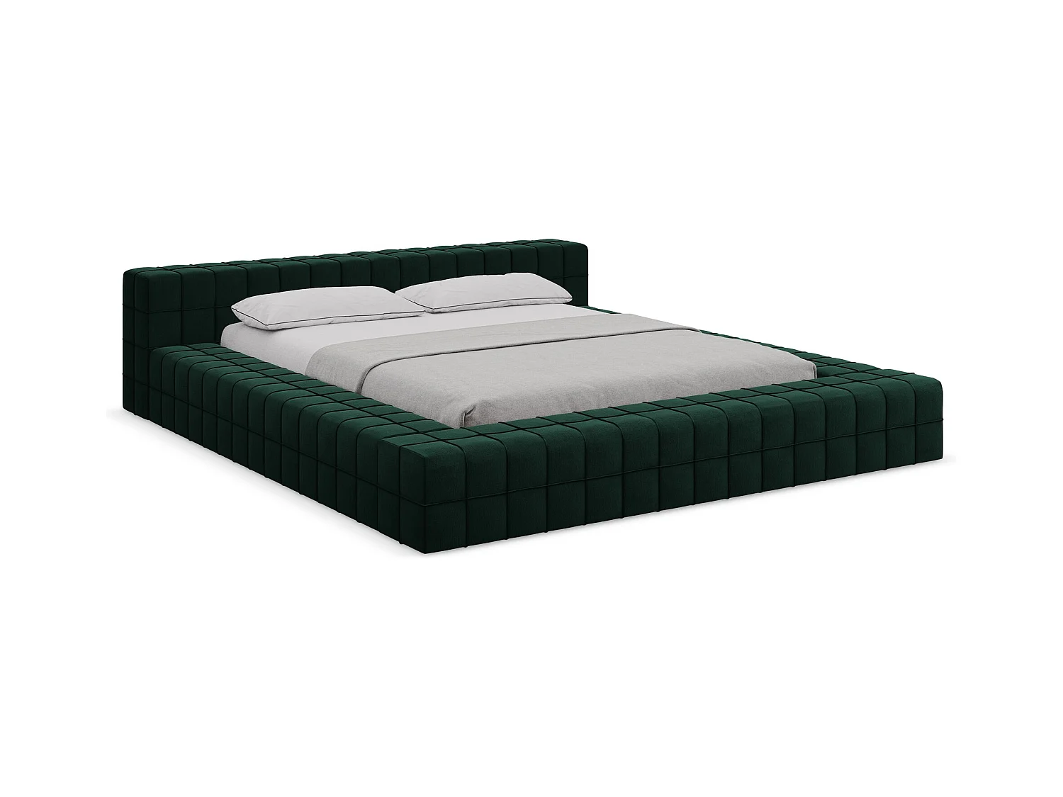 Bett - 200 x 260 - Samt - Flaschengrün - AKELA