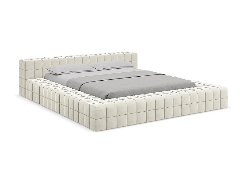 Bett - 220 x 260 - Samt - Hell beige - AKELA