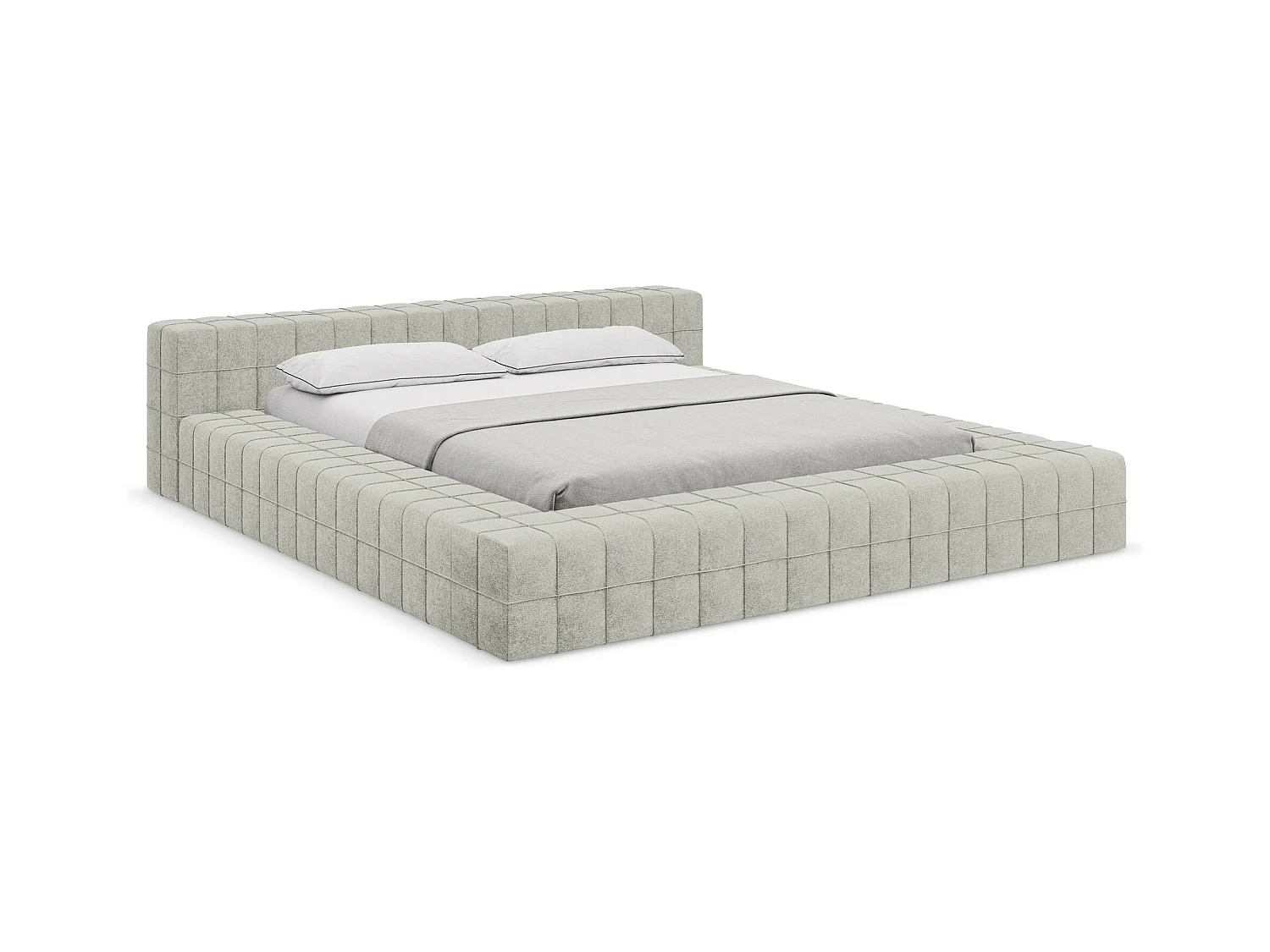 Bett - 200 x 260 - Bouclé - Beige - AKELA