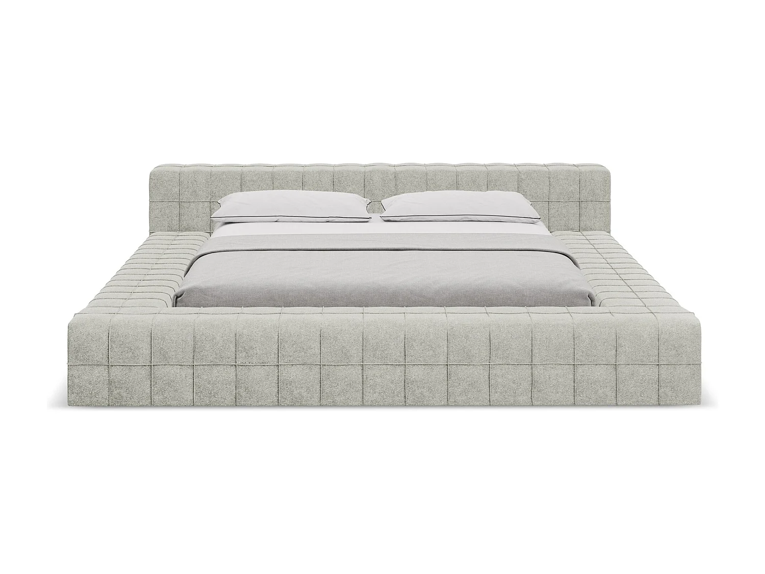 Łóżko 200 x 260 - z tkaniną boucle - beżowy - AKELA