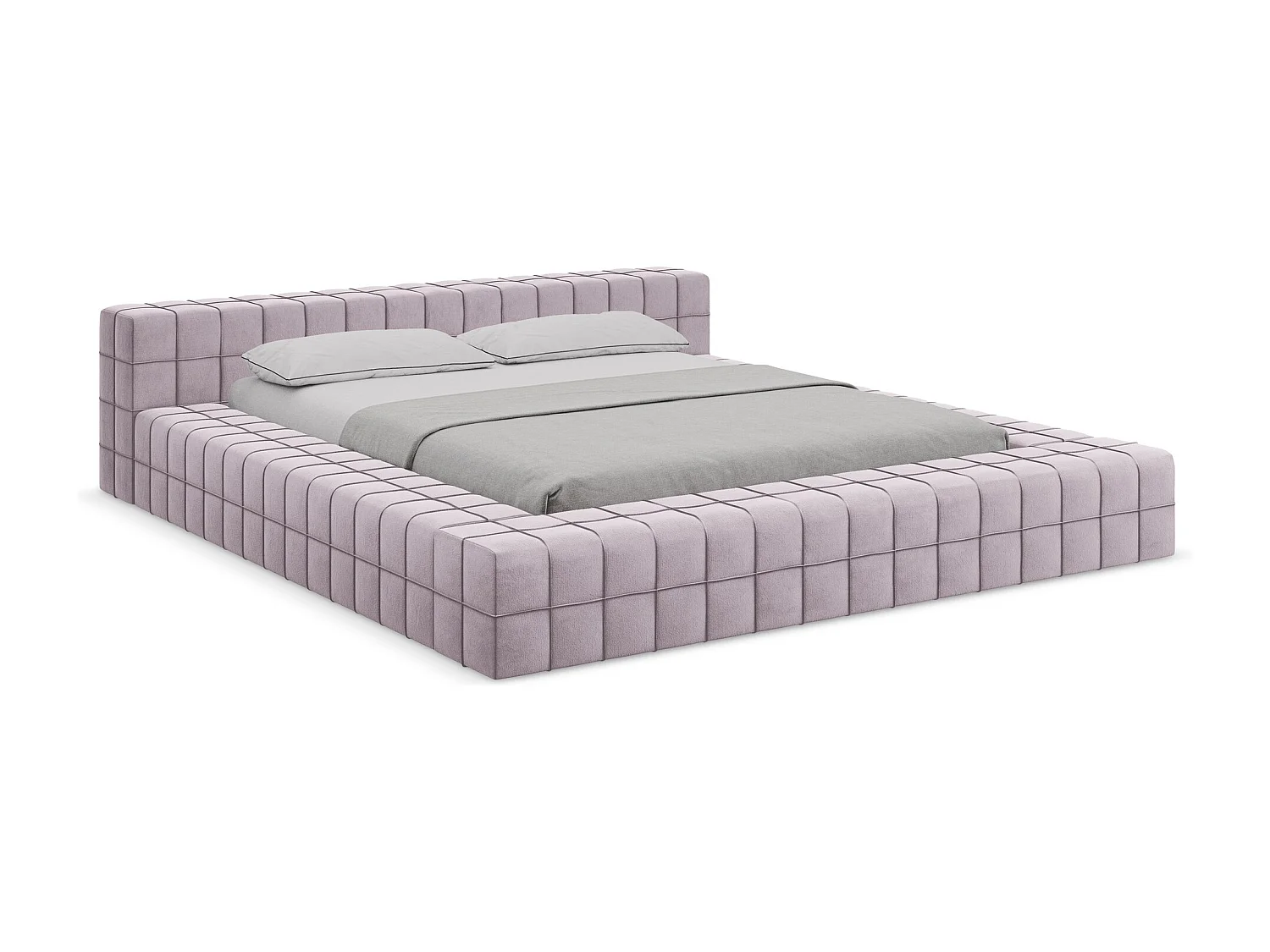 Tweepersoonsbed 220 x 260 - velours - lavendel - AKELA