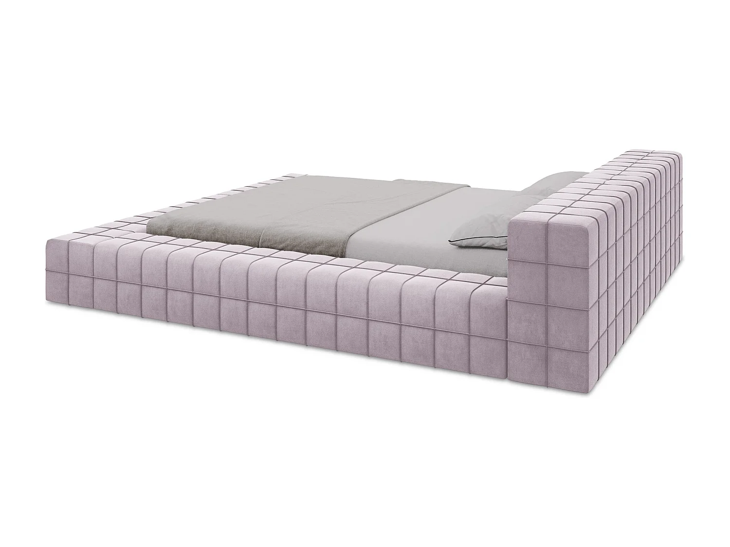 Tweepersoonsbed 220 x 260 - velours - lavendel - AKELA