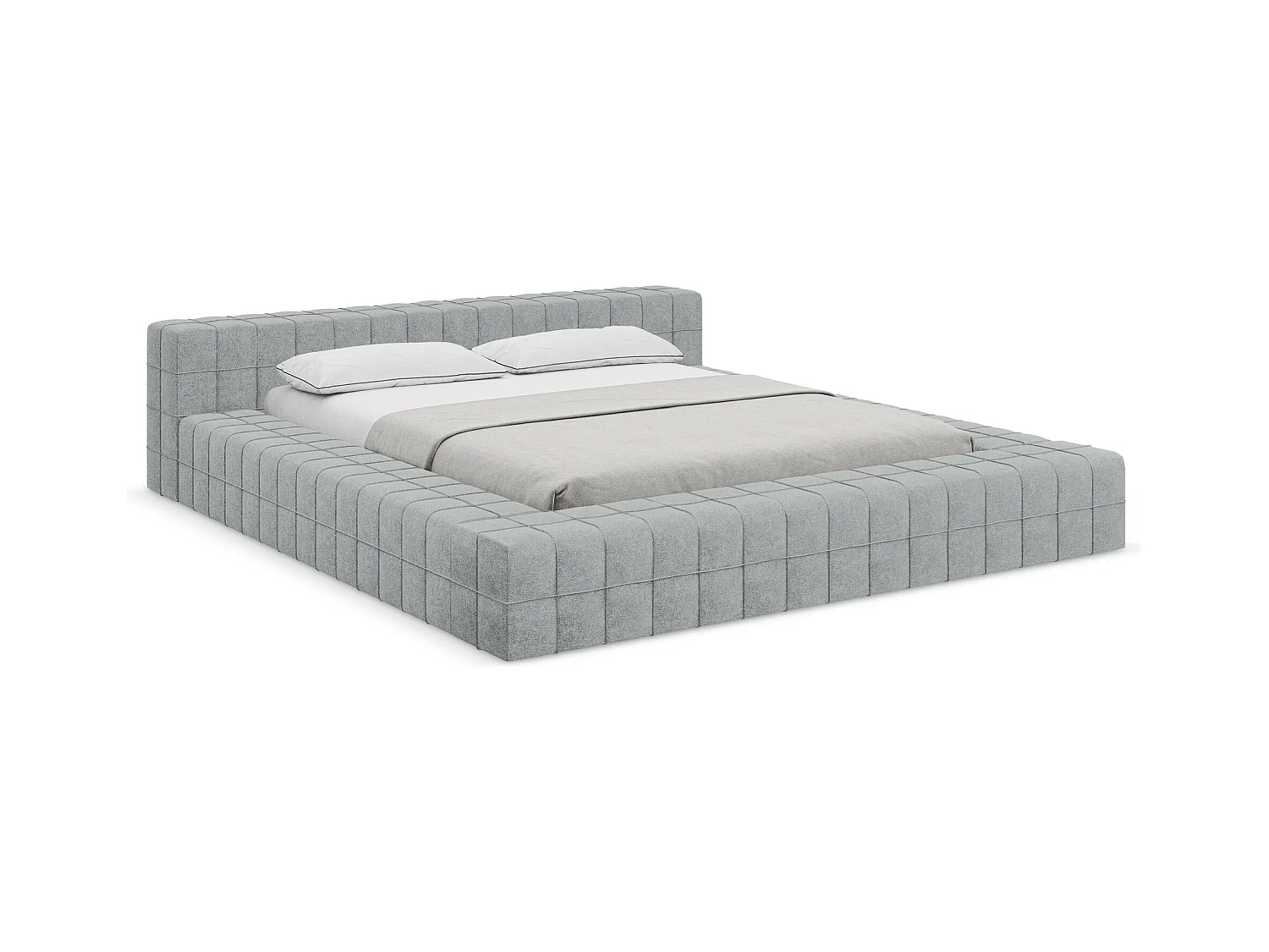 Bett - 220 x 260 - Bouclé - Silber - AKELA
