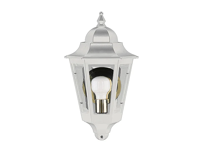 ELITE 6 Wandleuchte im klassischen Stil – Höhe 32 cm – E14 42 W – Mattglas – IP44 – Aluminium und Weiß