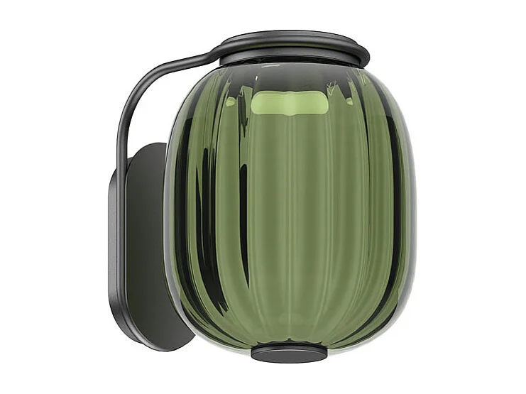 Applique murale classique Krista-led ac 10w-830lm et 2700K-d. verre ø18,3cm-acier et vert