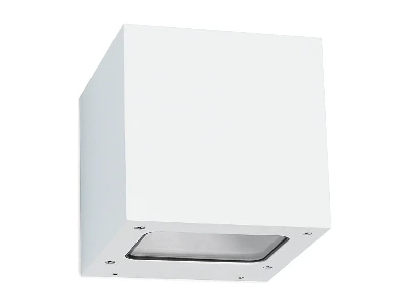 BRICK moderne stijl aluminium wandlamp - Breedte 12 x Hoogte 12 cm - wit - SMD LED 2x 5W - 3K - up&down - 67º - IP44