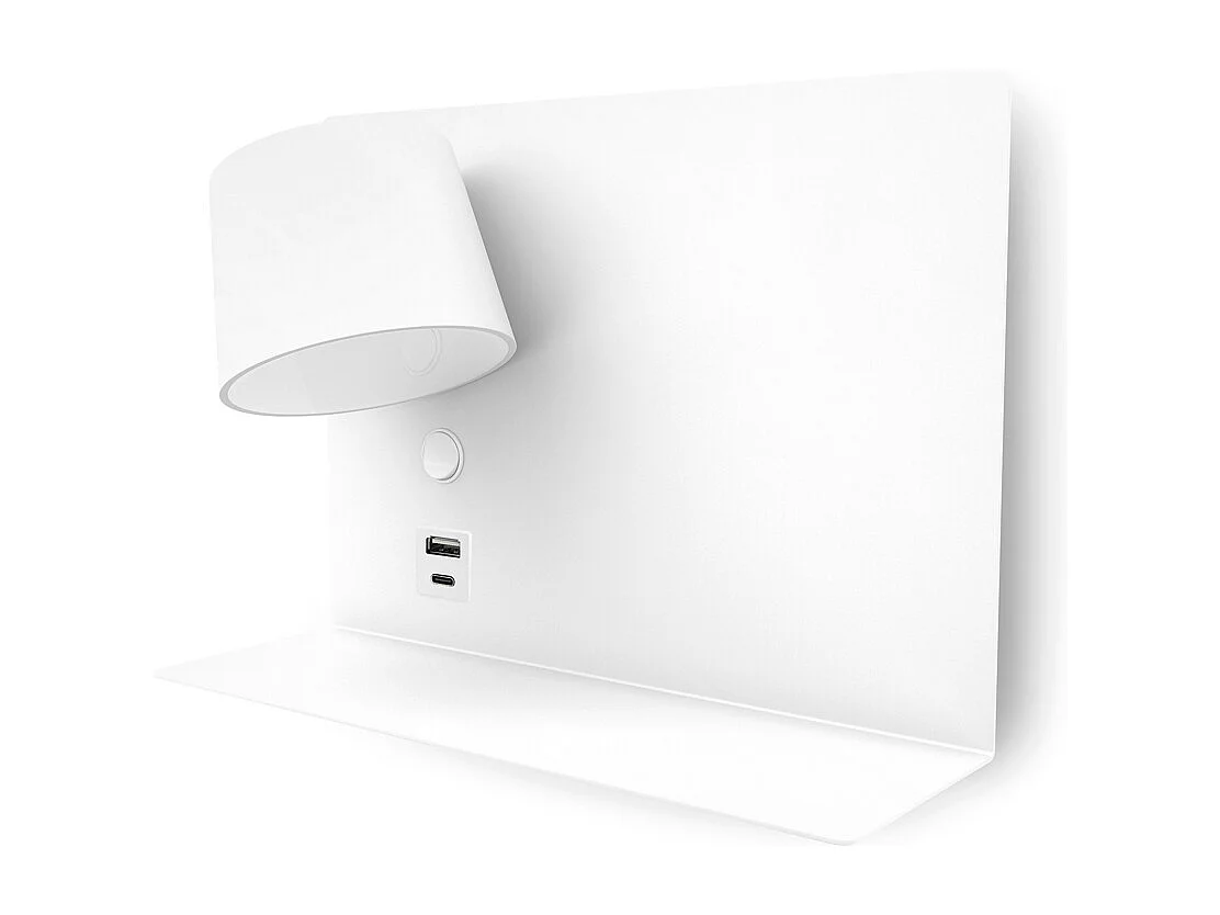 Applique Serene -droite- led 6w-732lm,3k-ip20-350º-on&off,usb -acier,blanc