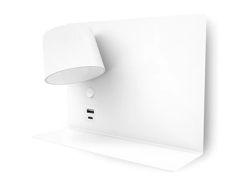 Applique Serene -droite- led 6w-732lm,3k-ip20-350º-on&off,usb -acier,blanc