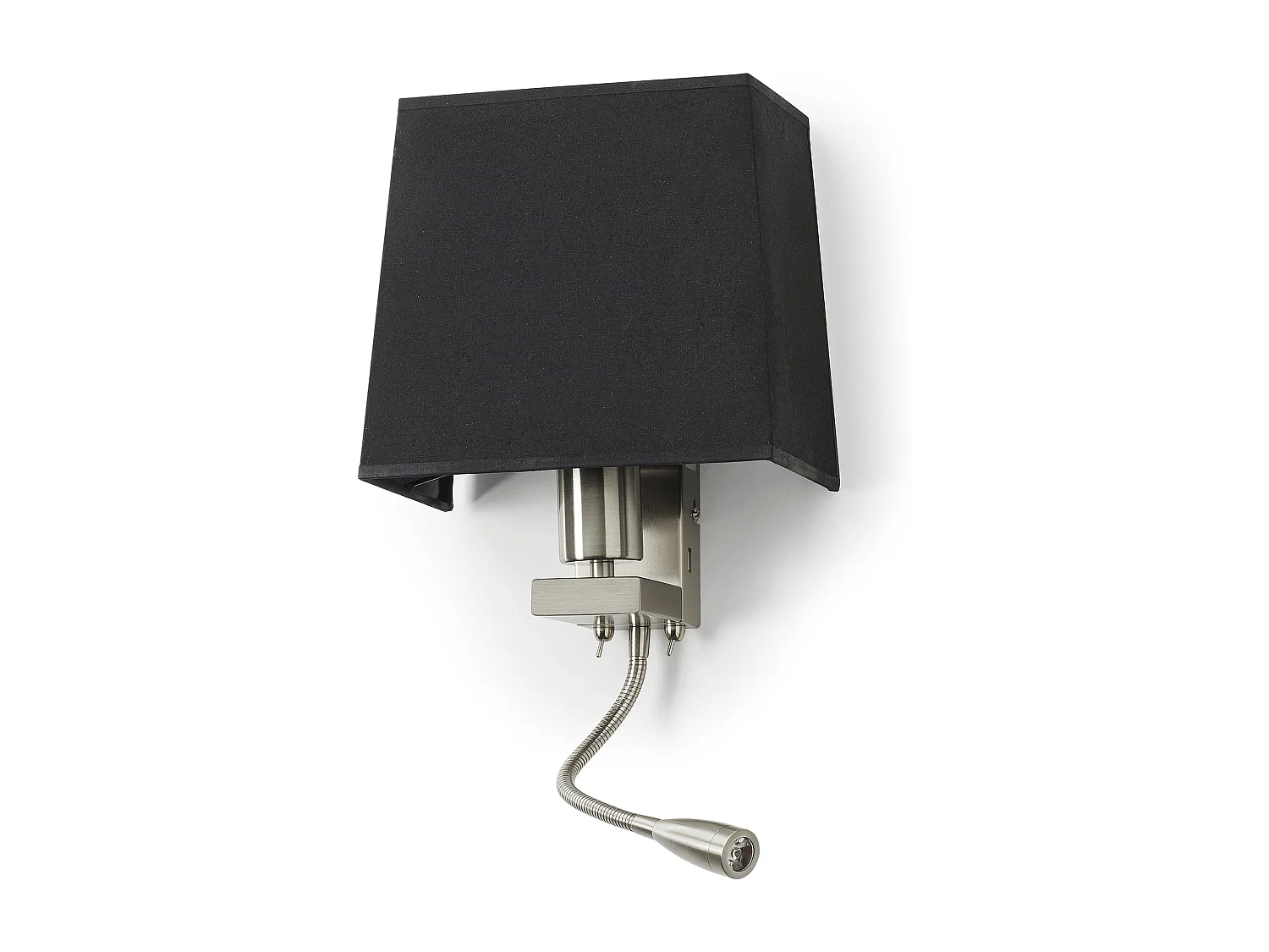 Aplique de pared FIRENZE estilo clásico - Alt. 43 cm - E27 60W + LED SMD 3W - 2x on&off - acero y algodón - niquel satinado y blanco - IP20