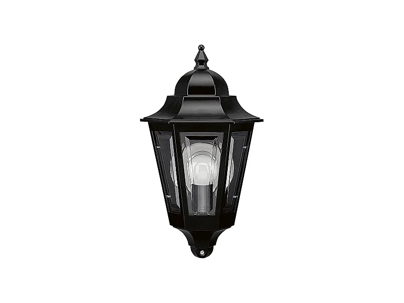 ELITE 6 Wandleuchte im klassischen Stil – H 32 cm – E14 42 W – Mattglas – IP44 – Aluminium und Schwarz