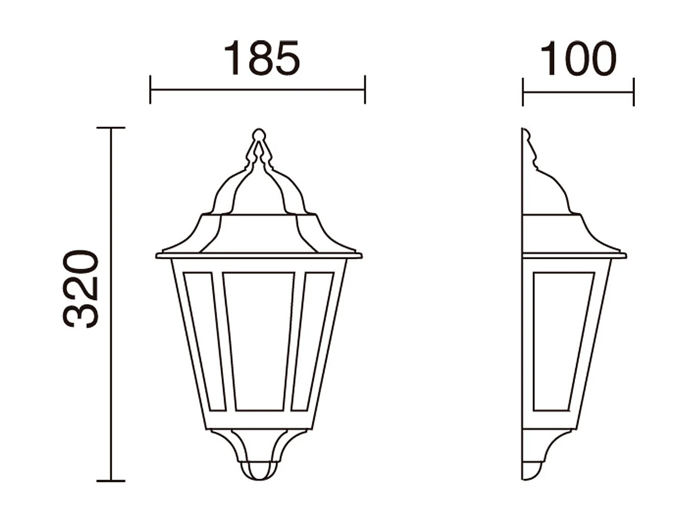 ELITE 6 wandlamp klassieke stijl - H 32 cm - E14 42W - Mat glas - IP44 - aluminium en zwart