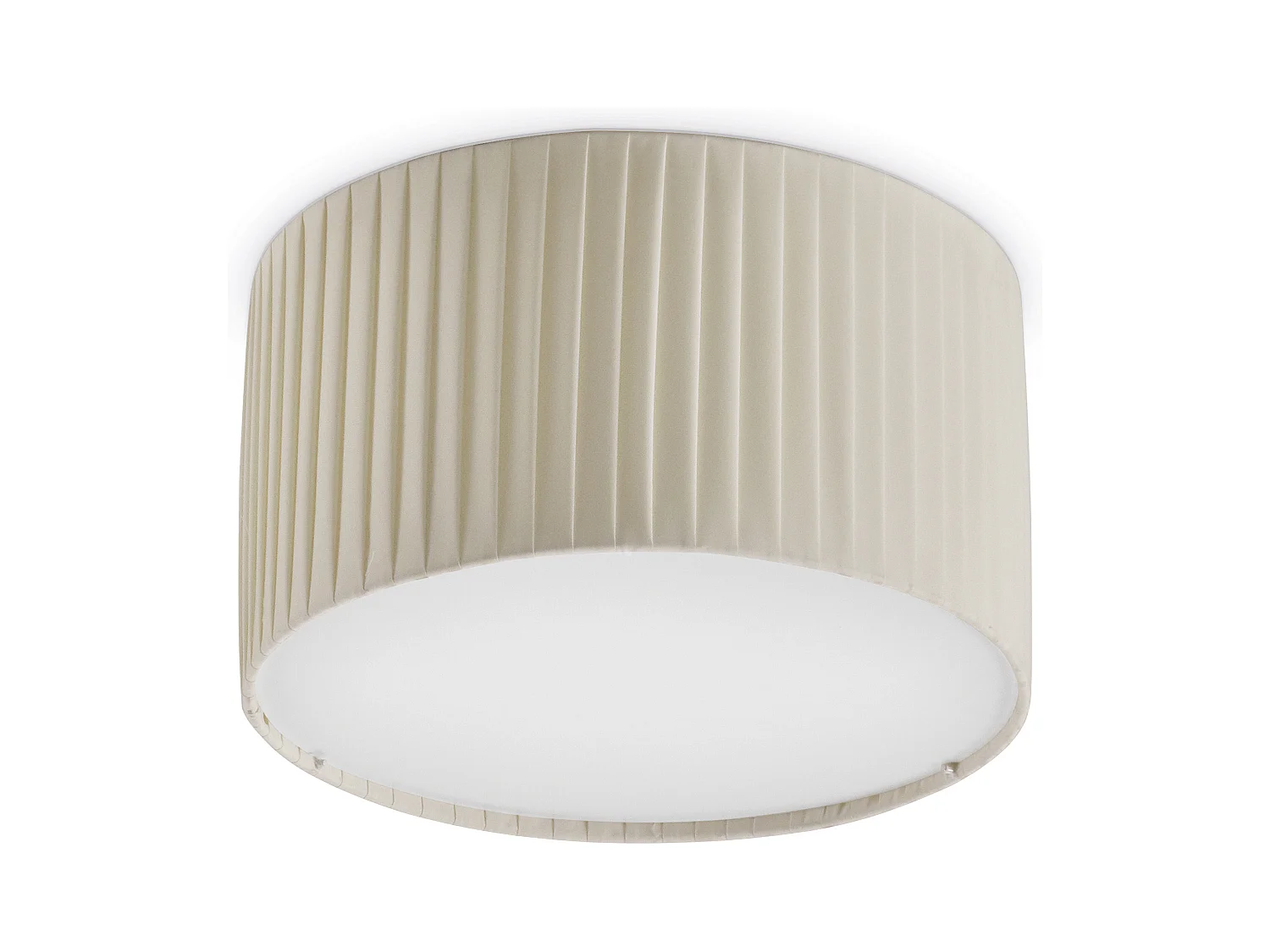 Lampe à plafond style moderne VORADA-d.ø30 cm-LED COB AC 12W-1030 lm Y 3K-IP20-abat-jour ruban plissé synthétique-acier et beige
