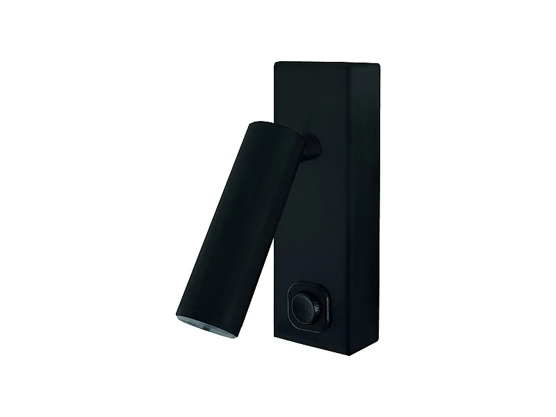 Lampada da parete moderna Toscana-h.14cm-led 3w-200lm,3k-90º,180º-on&off-ip20-acciaio,nero