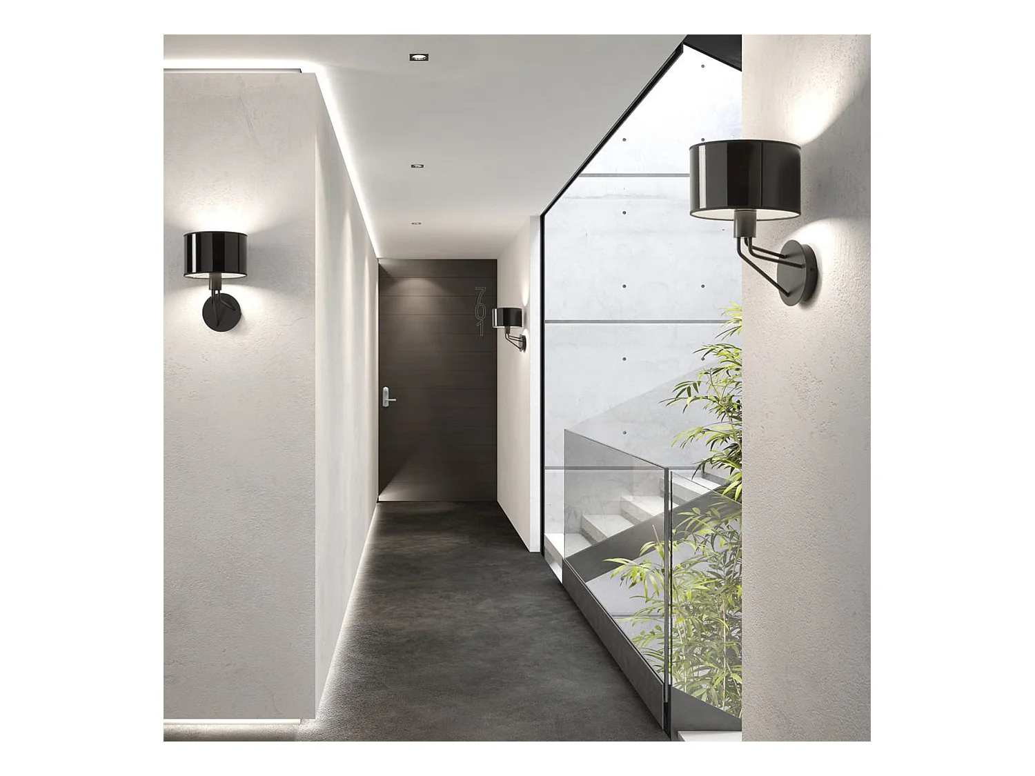 DIAGONAL Wandleuchte im modernen Stil – H 28,5 cm – E27 13 W – synthetischer Lampenschirm ø22 cm – Stahl und Schwarz – IP20 – für den Innenbereich