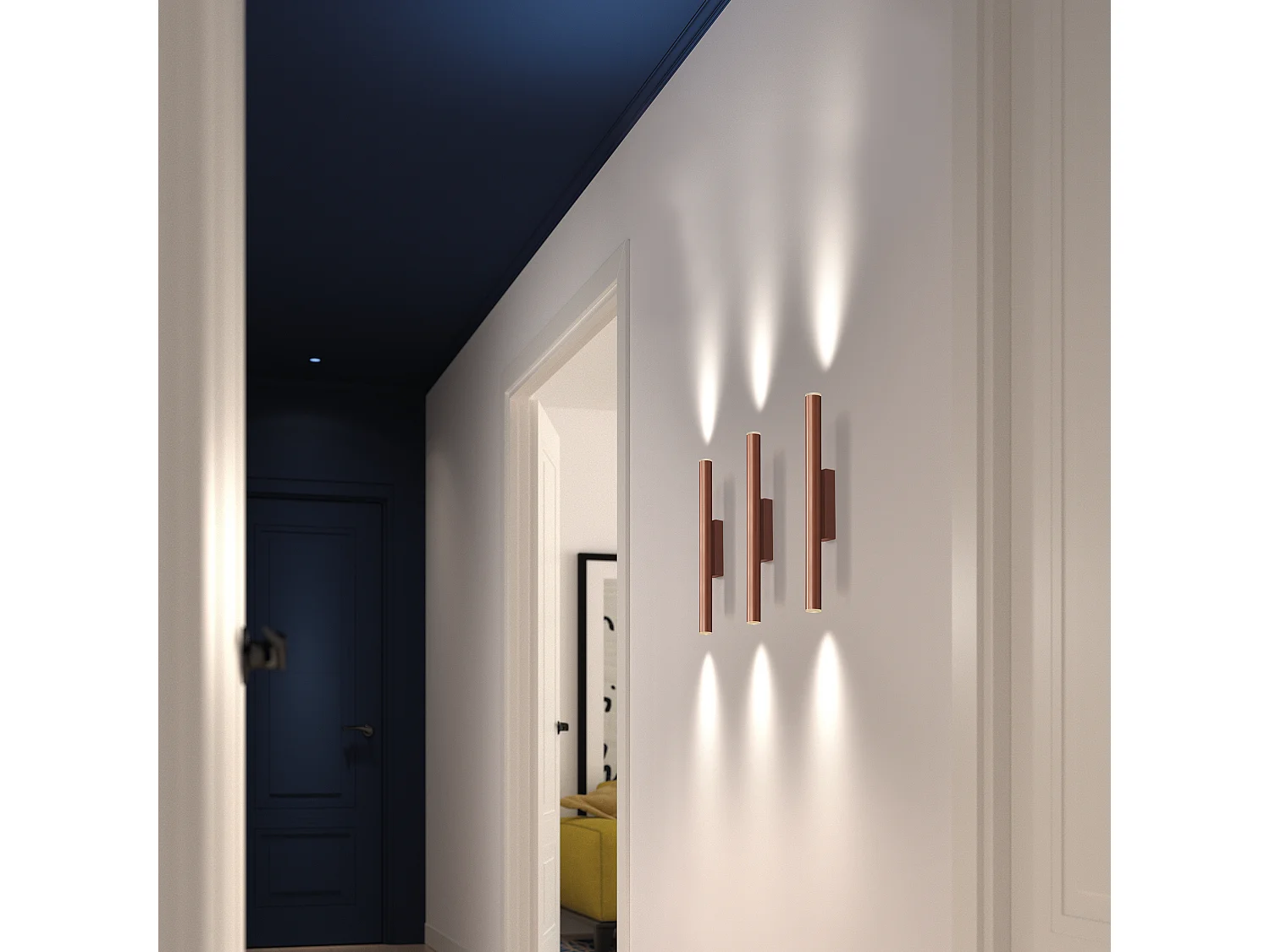 Wandleuchte im modernen Stil TANIA - H 40,8 cm - 2x 4W SMD LED - 400lm und 3K- up&down - Stahl und Kupfer - IP40