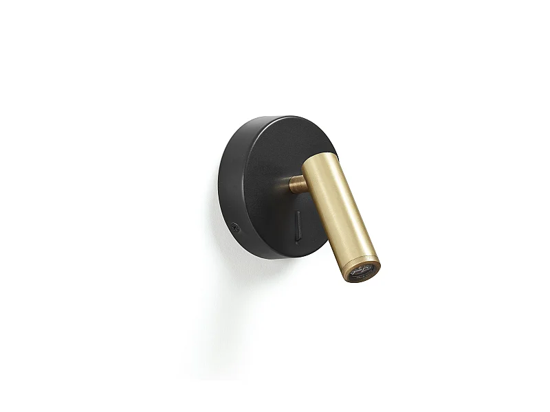 MINIMAL Wandleuchte im modernen und vielseitigen Stil – D. 9,5 cm – 3W SMD LED – 200lm und 3K – an/aus – 300° und 90° Grad – Stahl – Schwarz und Gold