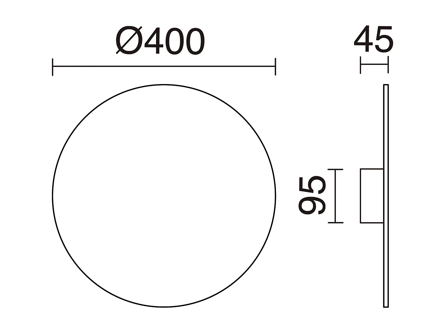Applique murale circulaire moderne-d.ø40 cm-28w led-3020lm et 3k-aluminium, noir