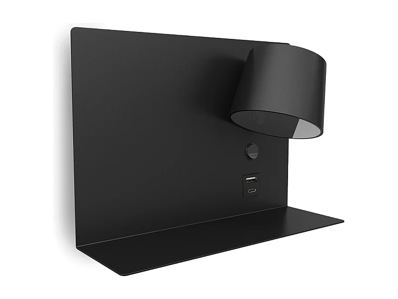 Nowoczesny kinkiet SERENE - LED SMD 6W - 732lm AND 3K - IP20 - 350° - w??cz/wy??cz i USB - LEWY - stal i czarny