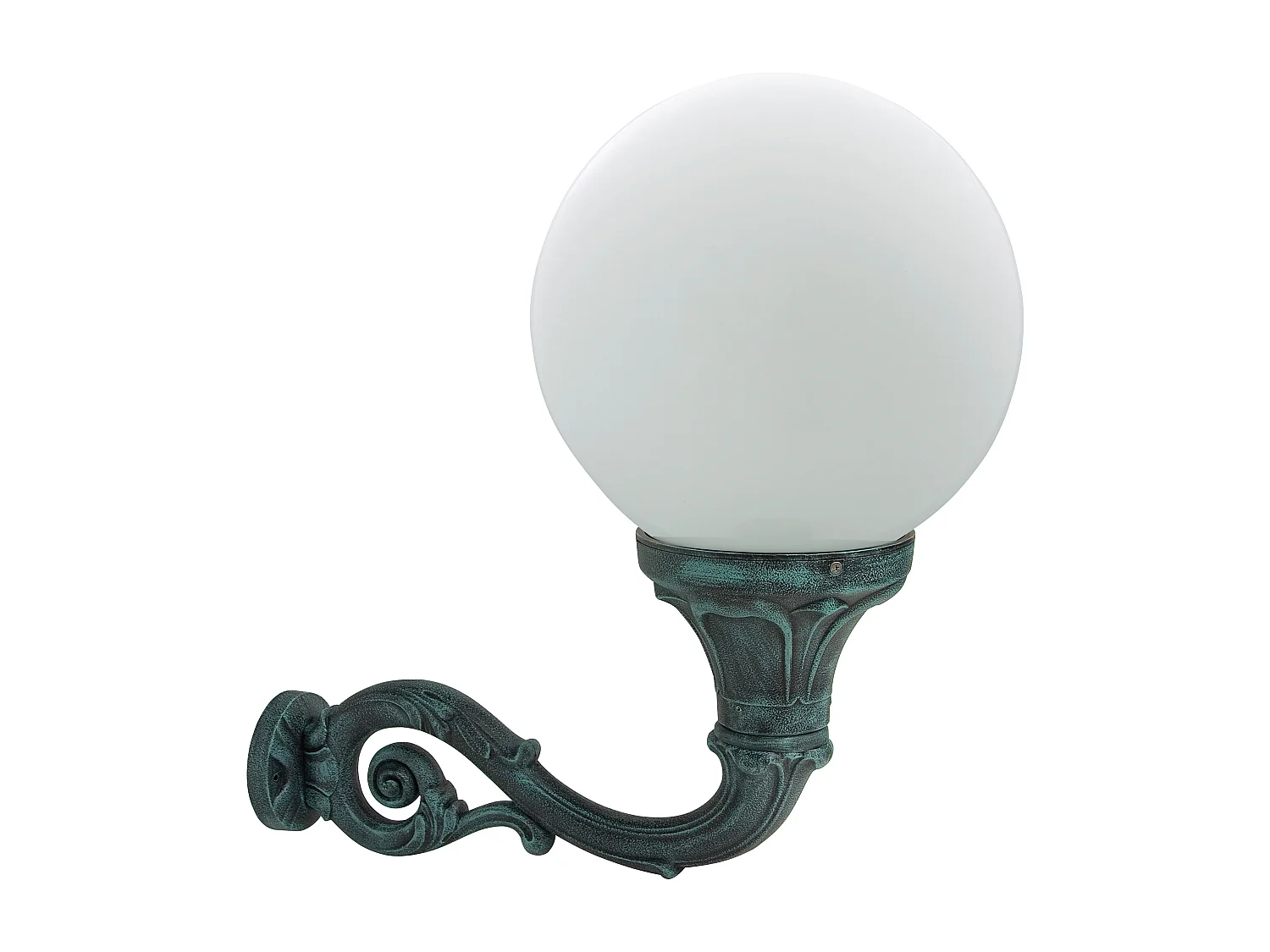 Aplique INDURA GLOBO estilo clássico - A 64 cm x largura 65 cm - E27 70W - esfera opala - resina - IP55 - preto