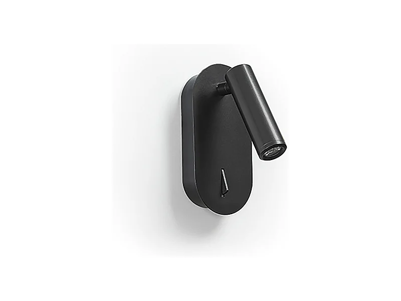 Applique murale moderne Dirk Reader-h 18cm-3w LED-3K-on&off-90º et 300º-IP20-acier, noir
