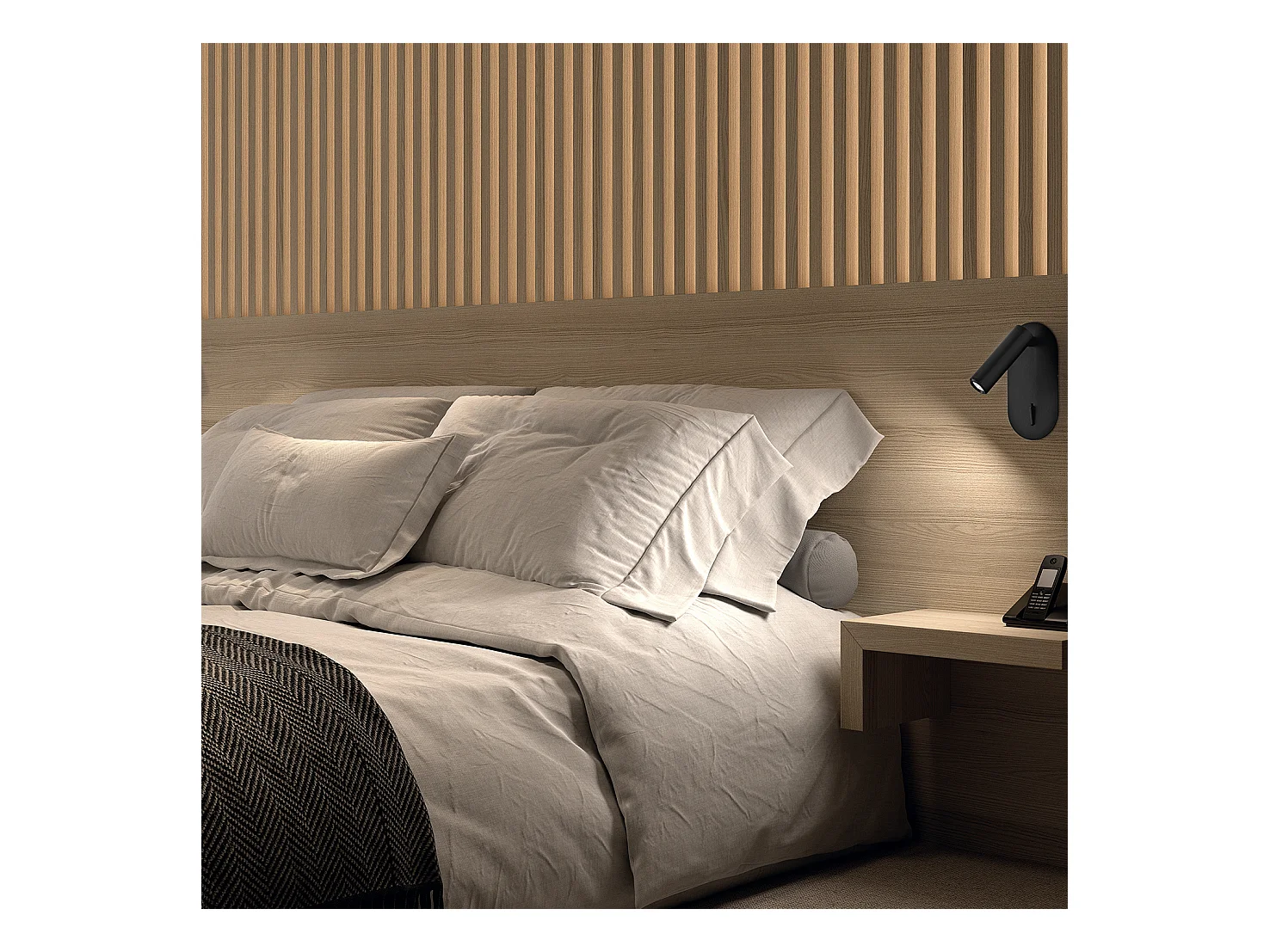 Applique murale moderne Dirk Reader-h 18cm-3w LED-3K-on&off-90º et 300º-IP20-acier, noir