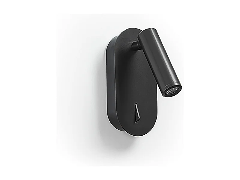 Dirk moderne stijl lezer wandlamp - Hoogte 18 cm - 3W SMD LED - 3.000K - aan/uit - 90º en 300º graden - IP20 - staal en zwart